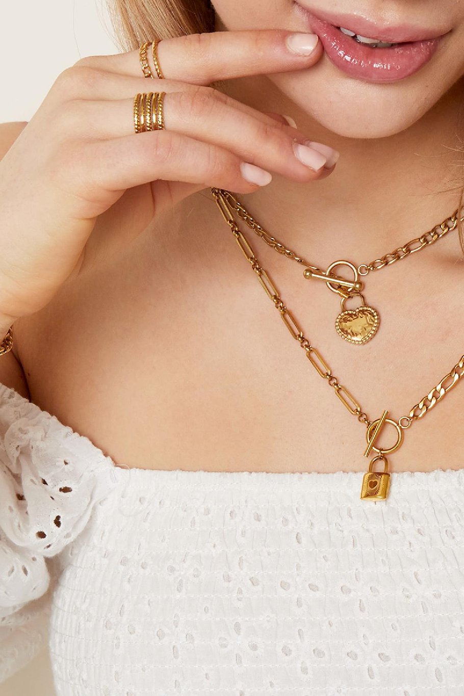 Collier Heart on Lock Couleur or Acier inoxydable Image3